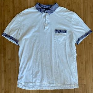 H&M Mens Tropical/Pool Polo - Accented Collar and Cuffs Sz L